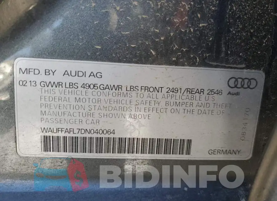 WAUFFAFL7DN040064 Photo# 12