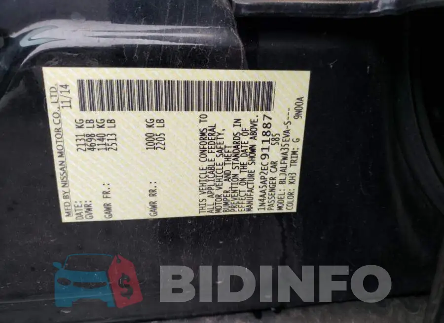 1N4AA5AP2EC911887 Photo# 12