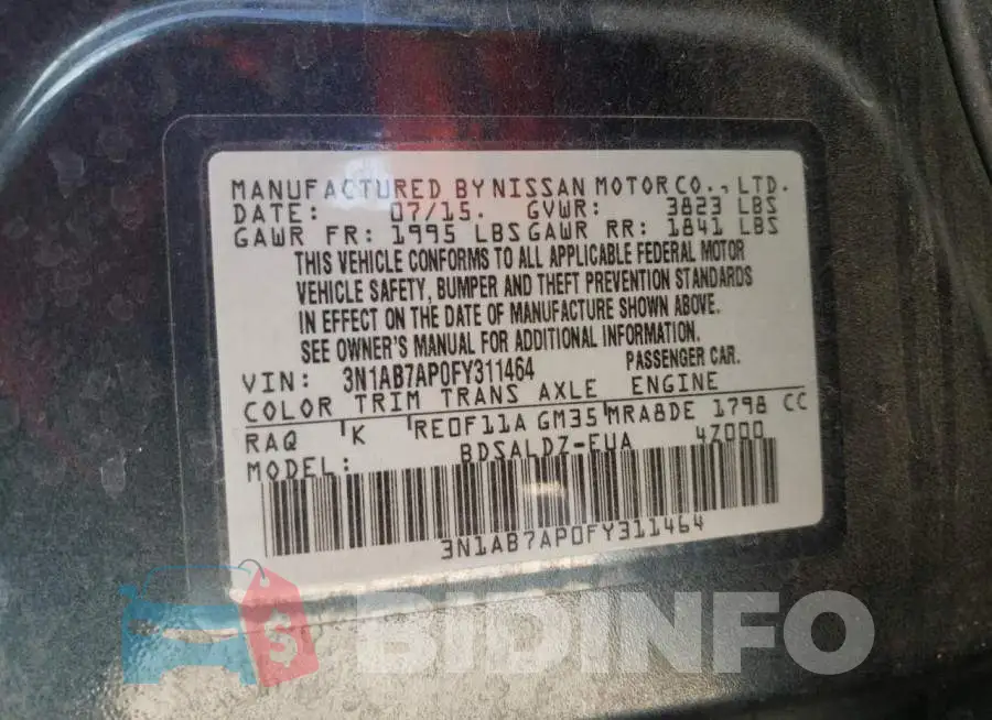 3N1AB7AP0FY311464 Photo# 10