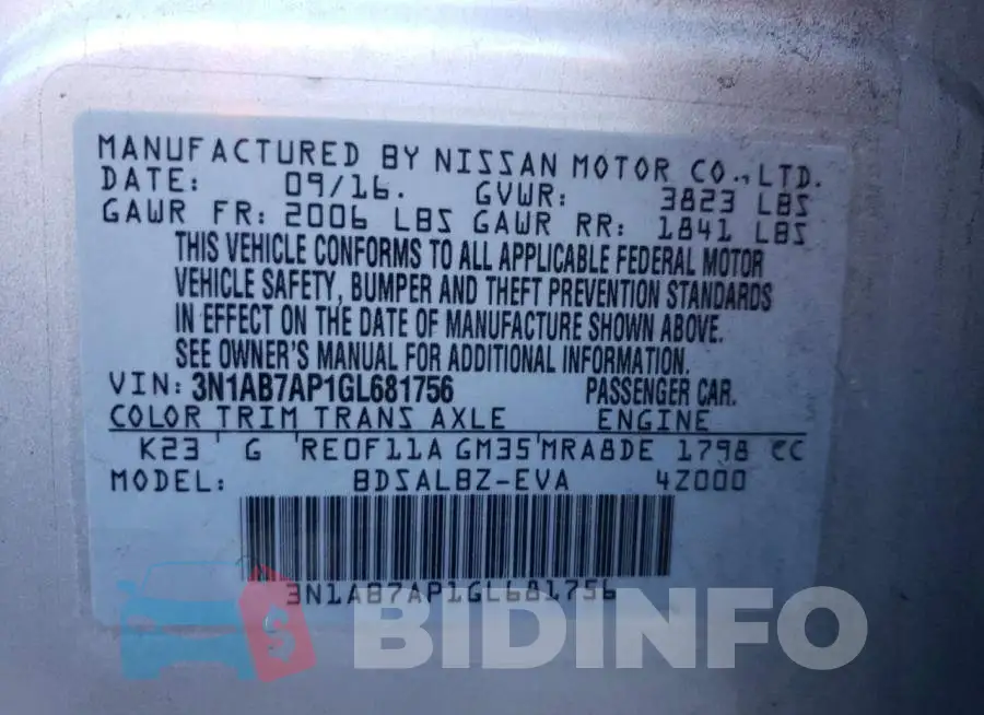 3N1AB7AP1GL681756 Photo# 12