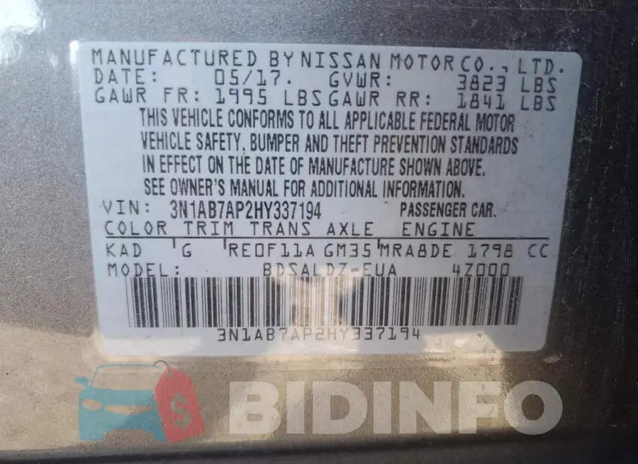 3N1AB7AP2HY337194 Photo# 13