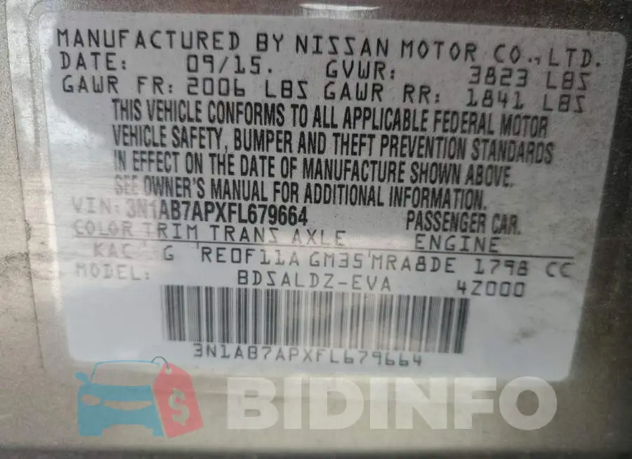 3N1AB7APXFL679664 Photo# 10
