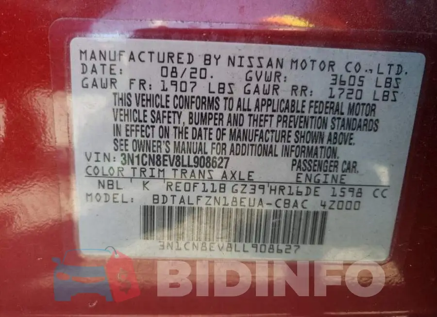 3N1CN8EV8LL908627 Photo# 10