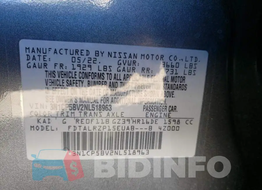 3N1CP5BV2NL518963 Photo# 10