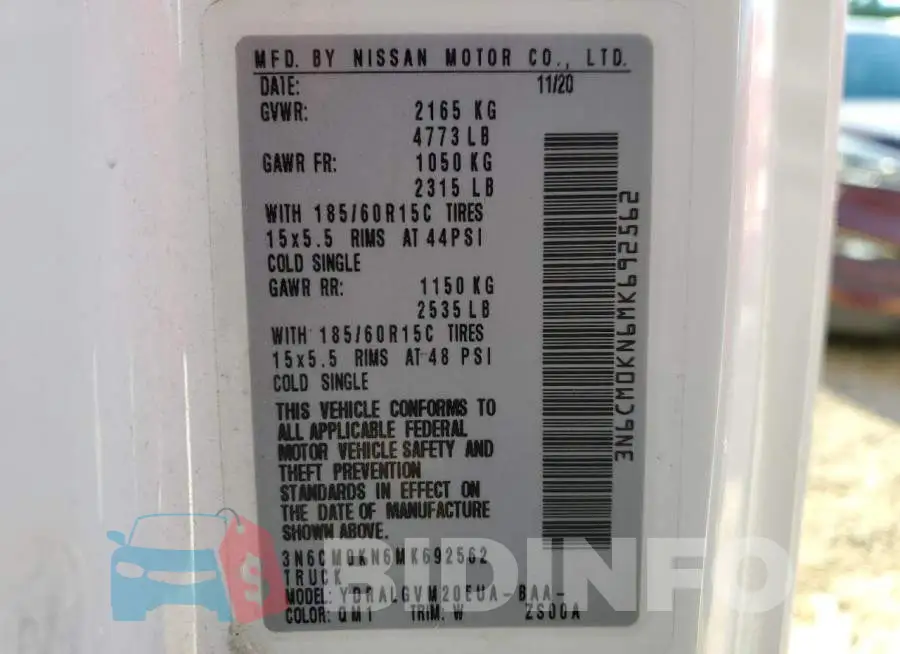 3N6CM0KN6MK692562 Photo# 10