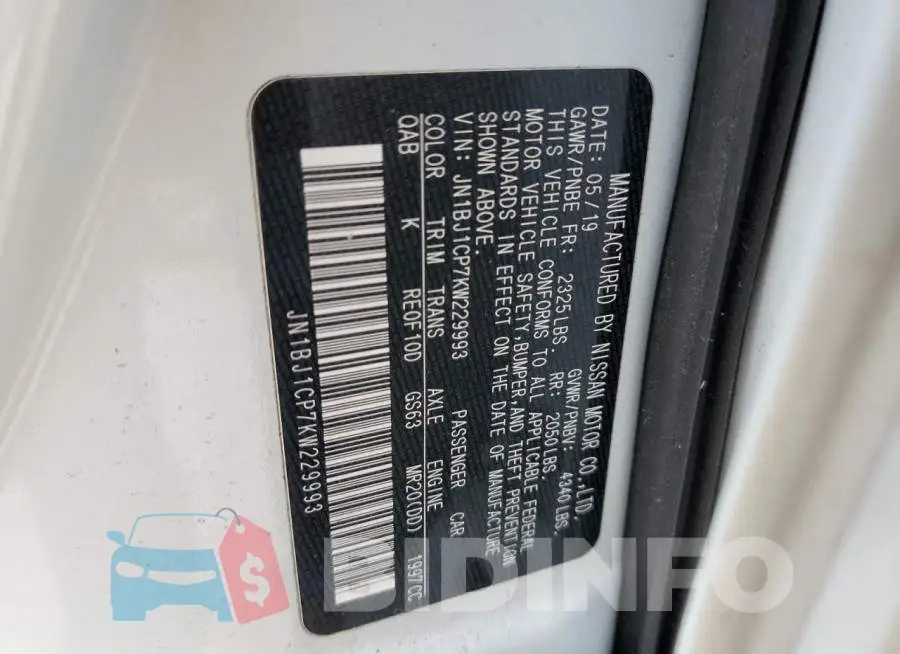 JN1BJ1CP7KW229993 Photo# 14