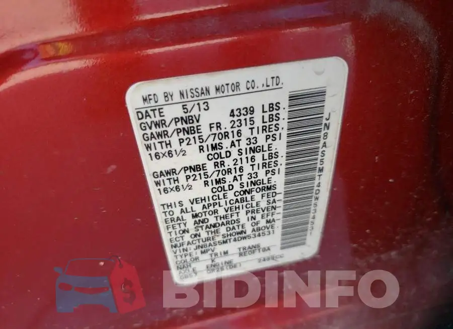 JN8AS5MT4DW534531 Photo# 13