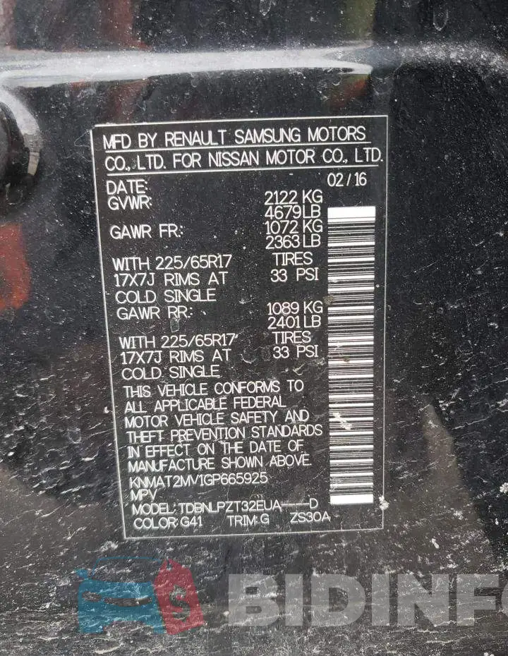 KNMAT2MV1GP665925 Photo# 10