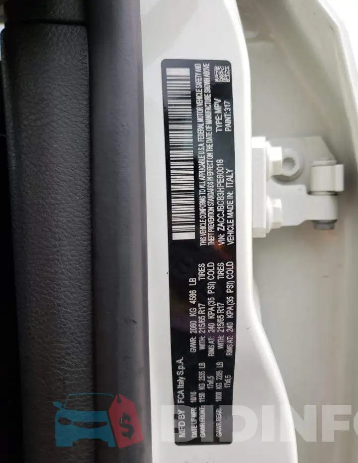 ZACCJBCB3HPE60018 Photo# 10