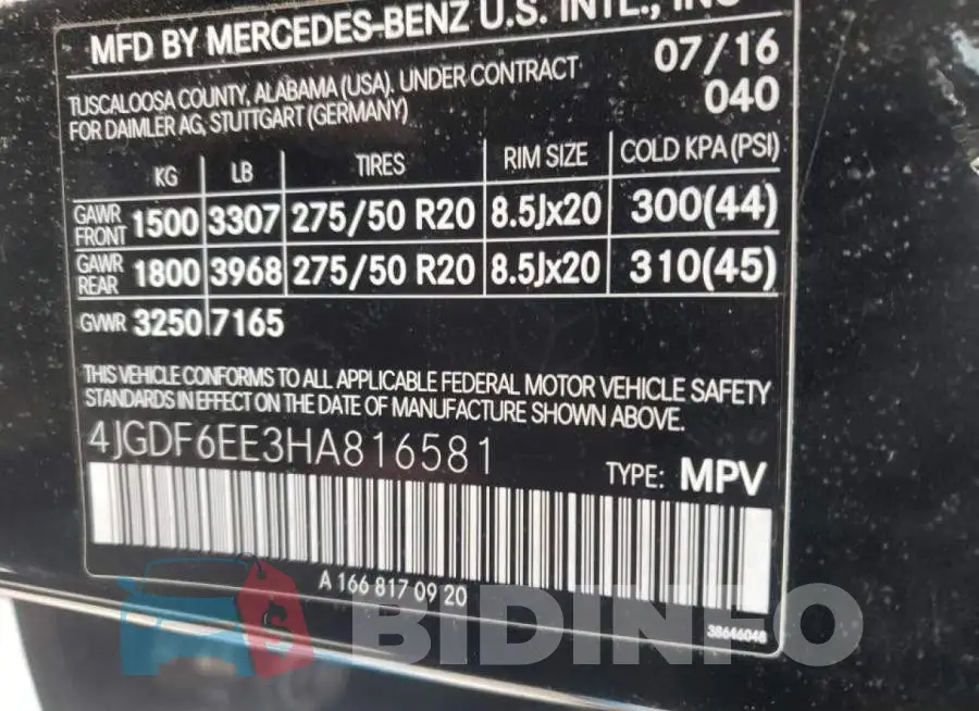 4JGDF6EE3HA816581 Photo# 13