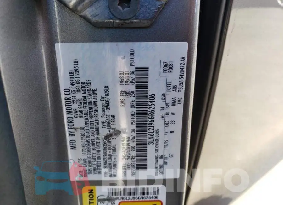 3LN6L2J96GR625406 Photo# 12