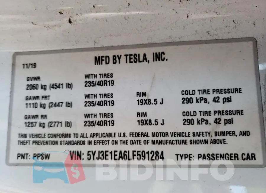 5YJ3E1EA6LF591284 Photo# 10