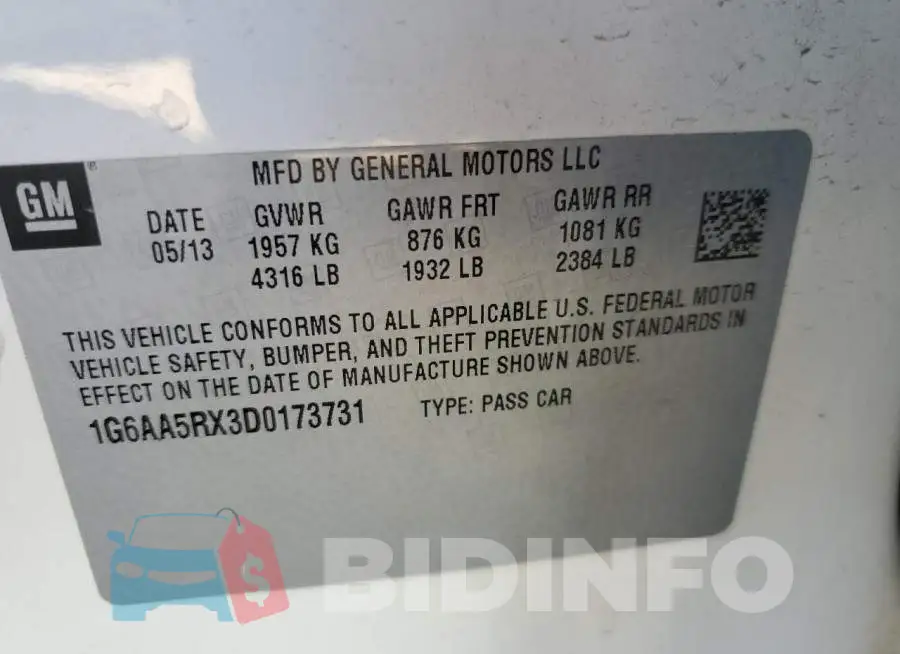 1G6AA5RX3D0173731 Photo# 10