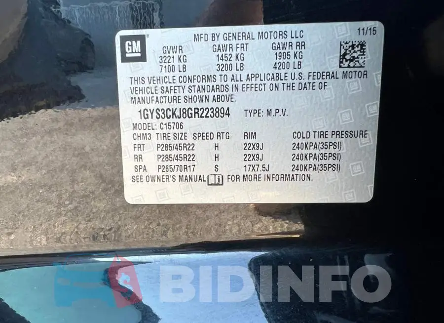 1GYS3CKJ8GR223894 Photo# 10