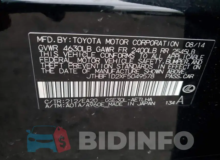 JTHBF1D2XF5049578 Photo# 12