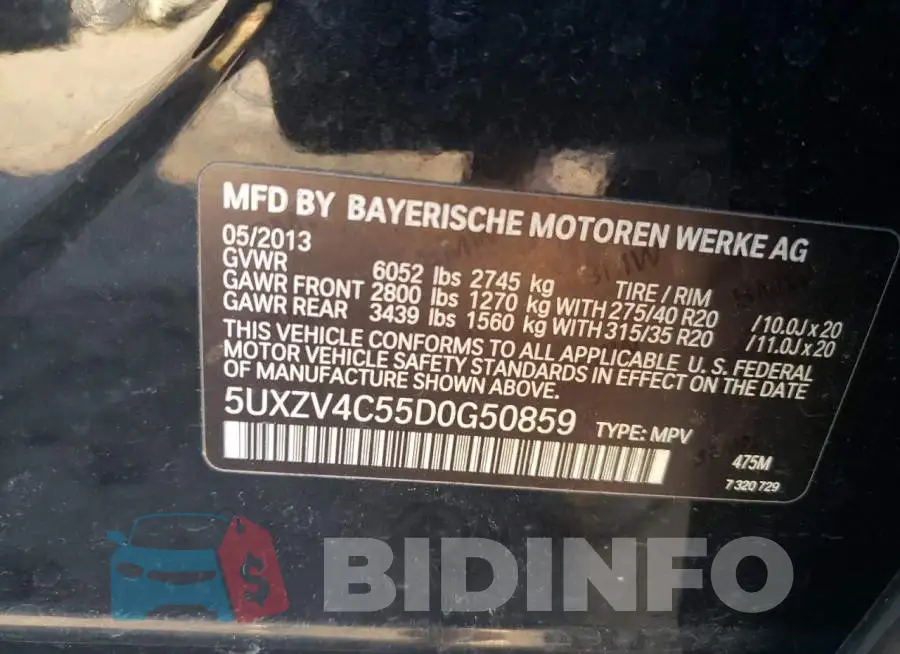5UXZV4C55D0G50859 Photo# 13