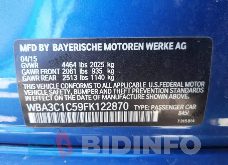 WBA3C1C59FK122870 Photo# 10