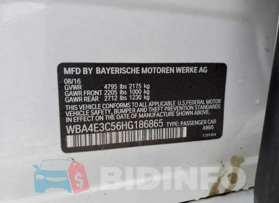 WBA4E3C56HG186865 Photo# 10