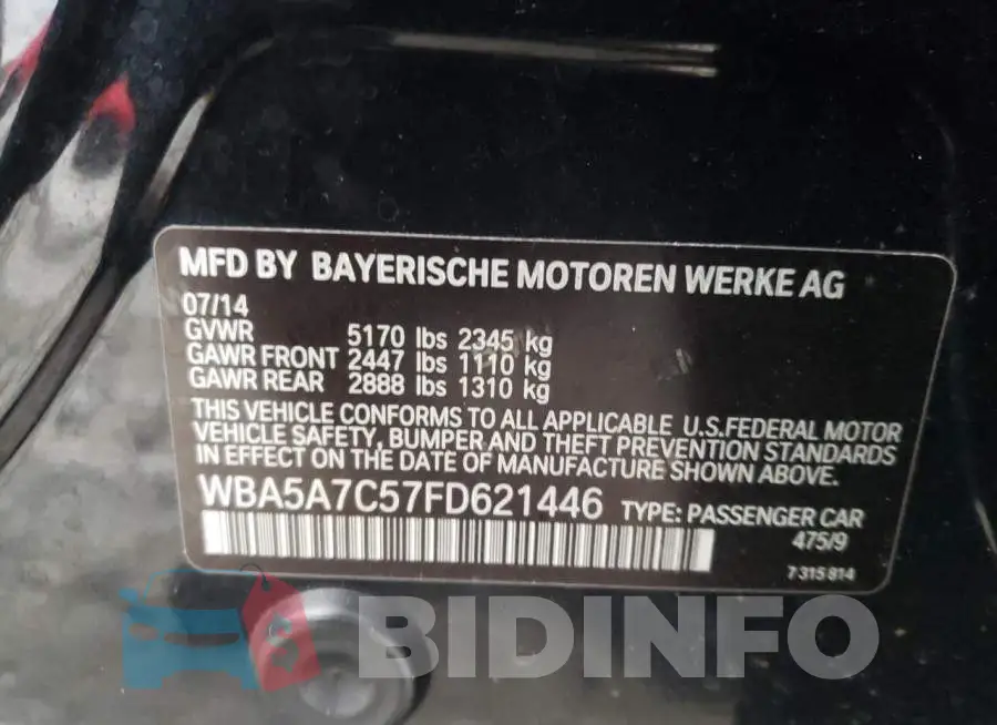 WBA5A7C57FD621446 Photo# 10