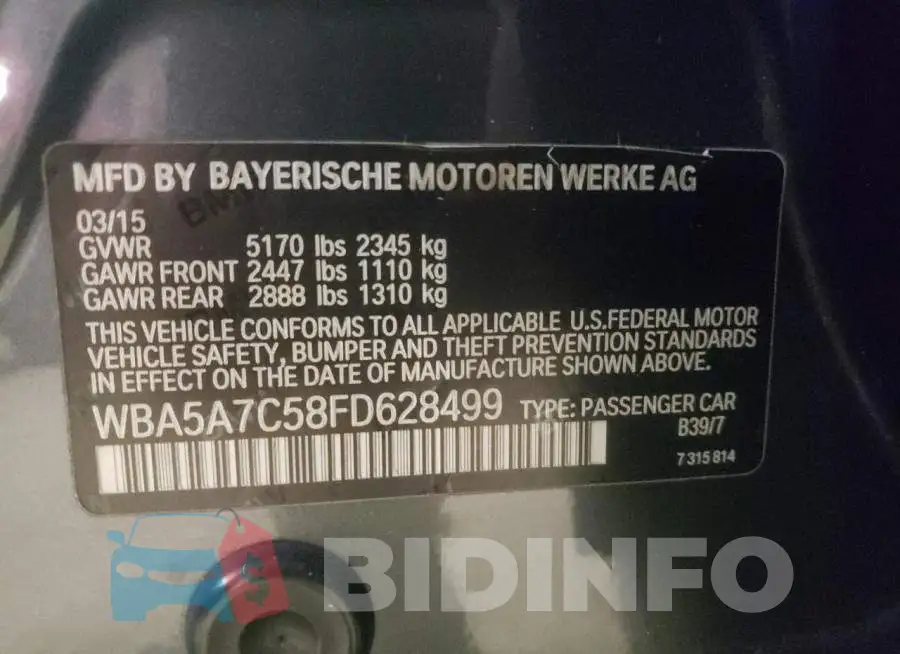 WBA5A7C58FD628499 Photo# 12