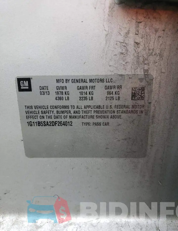 1G11B5SA2DF264012 Photo# 12