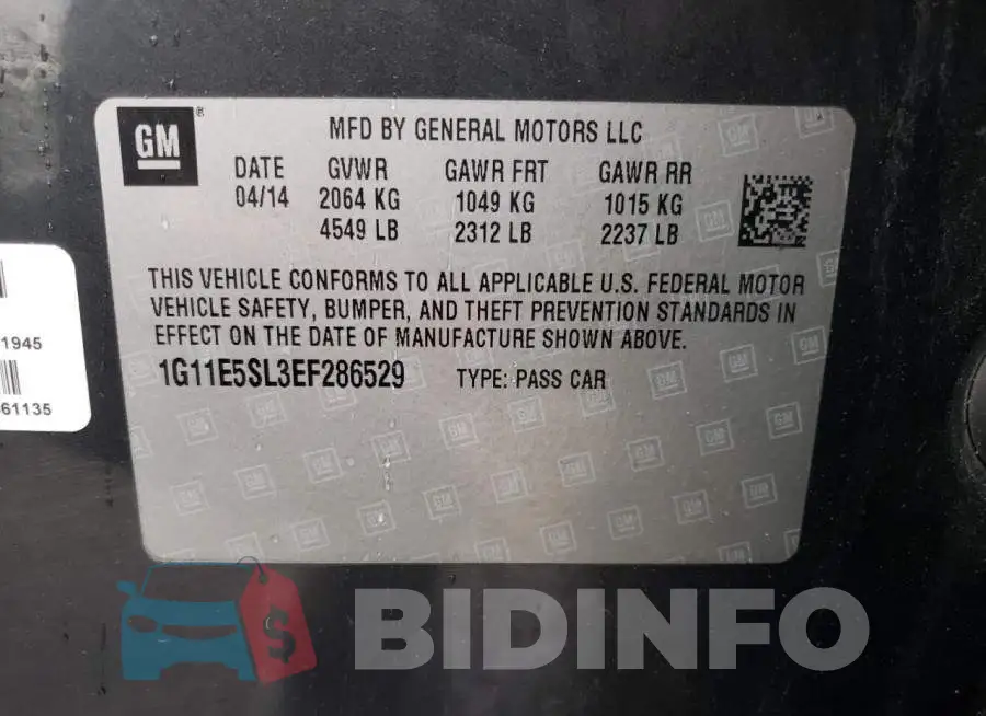 1G11E5SL3EF286529 Photo# 10