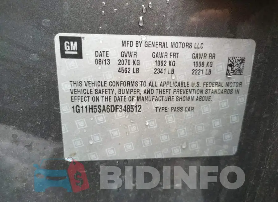 1G11H5SA6DF348512 Photo# 13