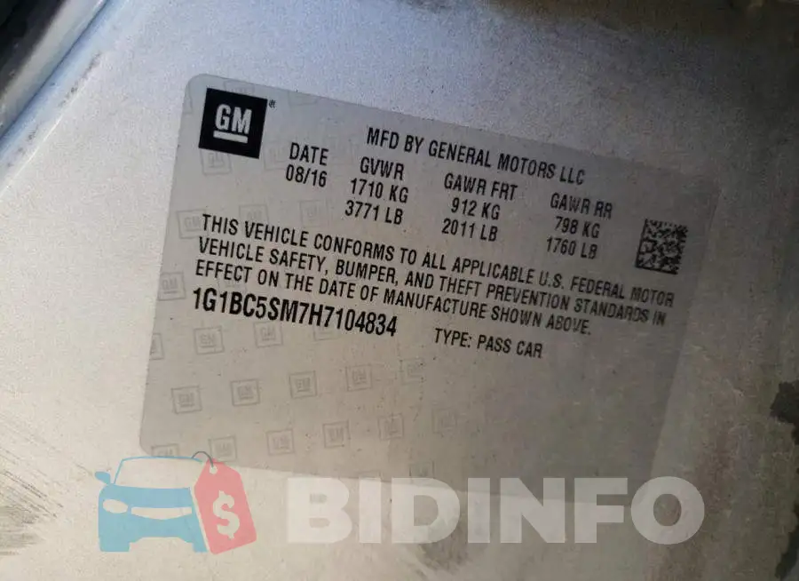 1G1BC5SM7H7104834 Photo# 10