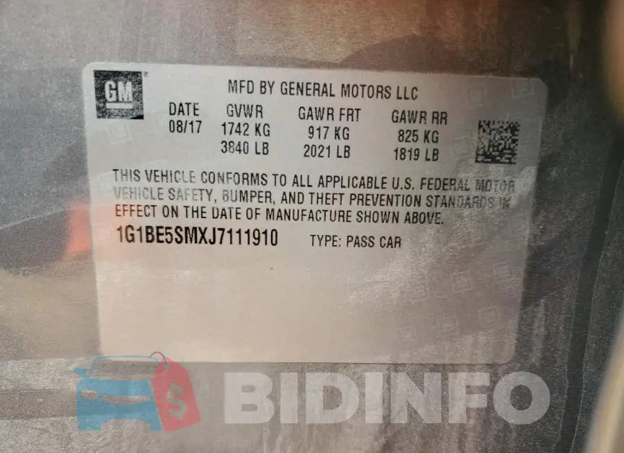 1G1BE5SMXJ7111910 Photo# 10