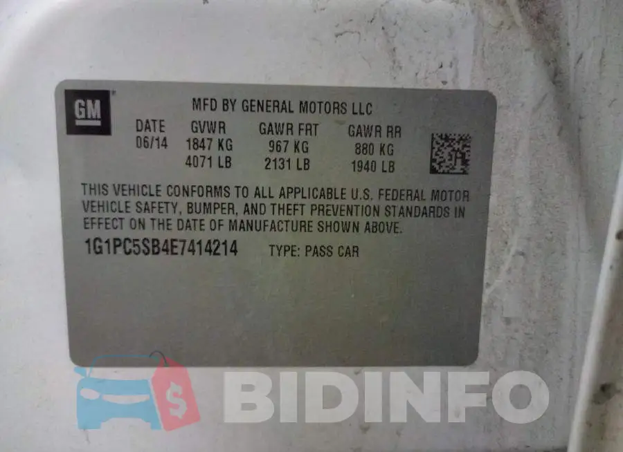 1G1PC5SB4E7414214 Photo# 12