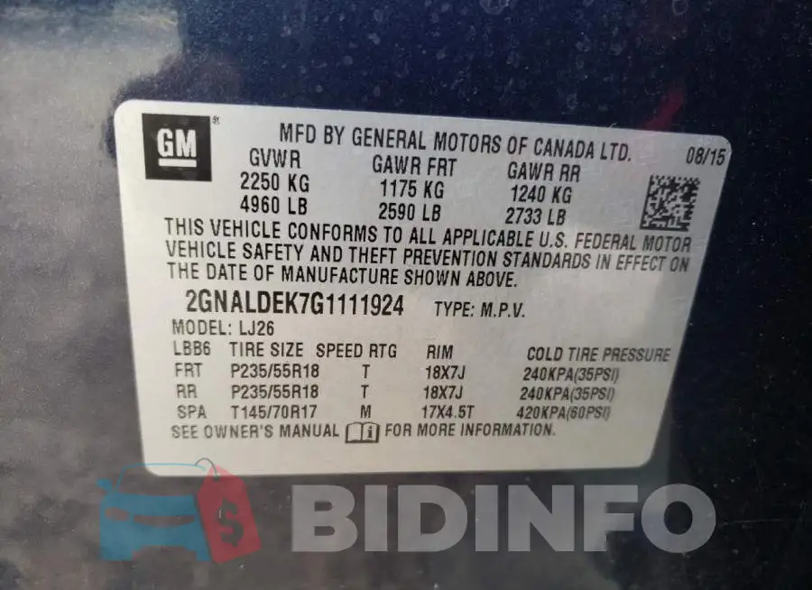 2GNALDEK7G1111924 Photo# 10