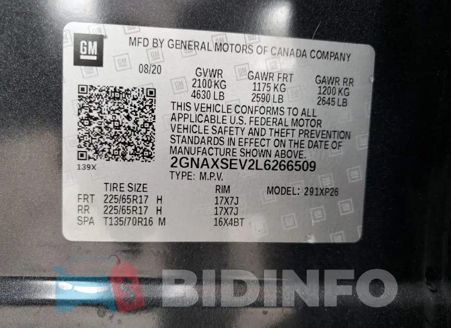 2GNAXSEV2L6266509 Photo# 10