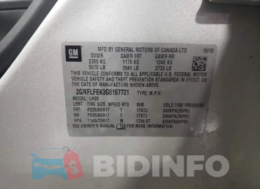 2GNFLFEK3G6167721 Photo# 13