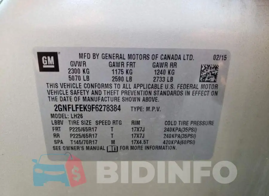2GNFLFEK9F6278384 Photo# 10