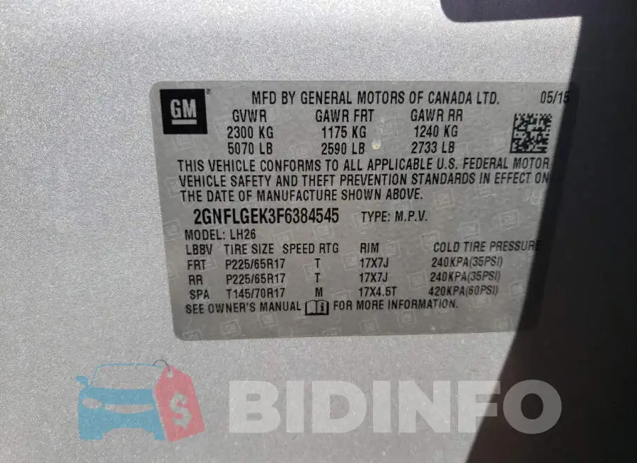 2GNFLGEK3F6384545 Photo# 10