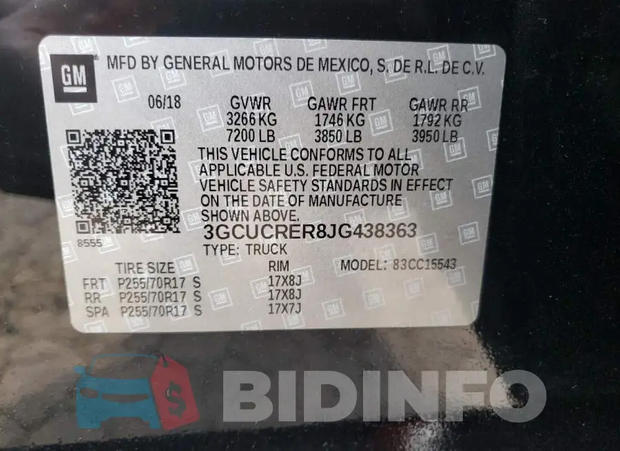 3GCUCRER8JG438363 Photo# 10