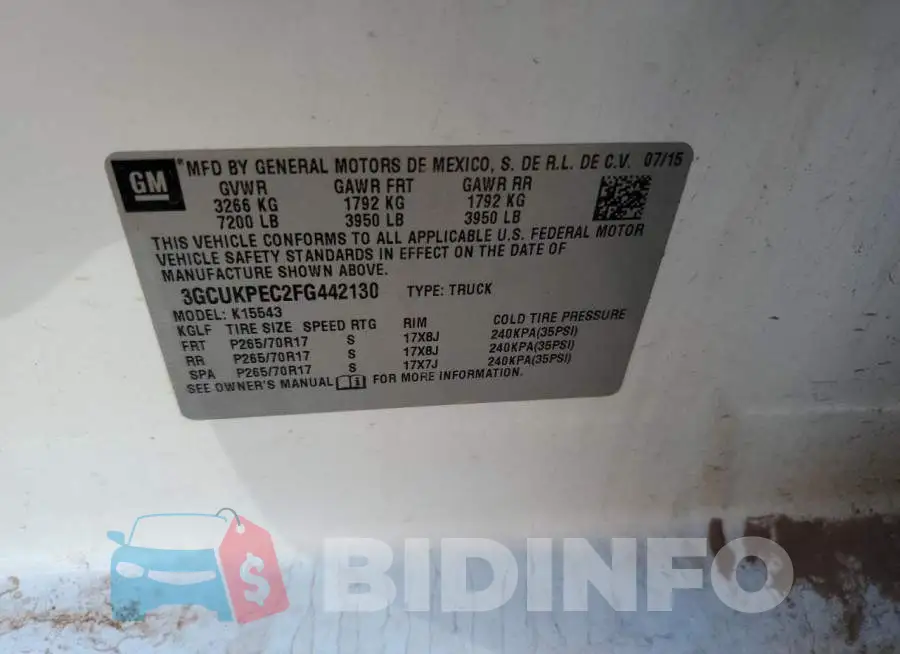 3GCUKPEC2FG442130 Photo# 10