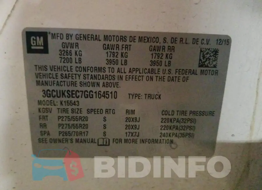 3GCUKSEC7GG164510 Photo# 10