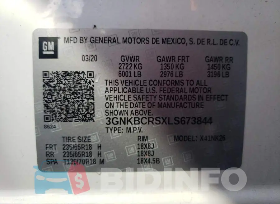 3GNKBCRSXLS673844 Photo# 10