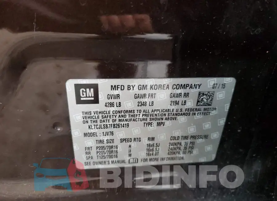 KL7CJLSB7FB261419 Photo# 14