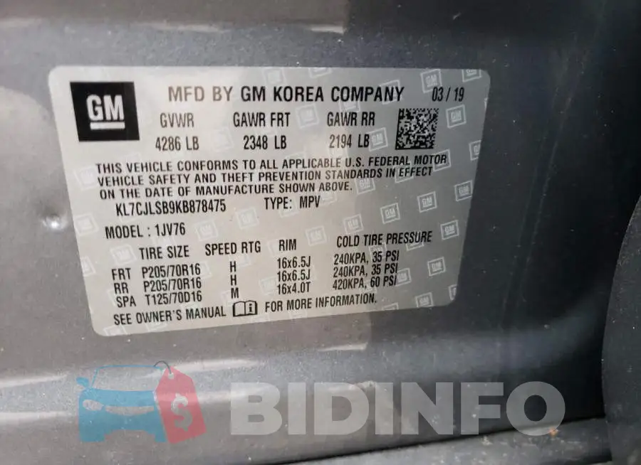 KL7CJLSB9KB878475 Photo# 13