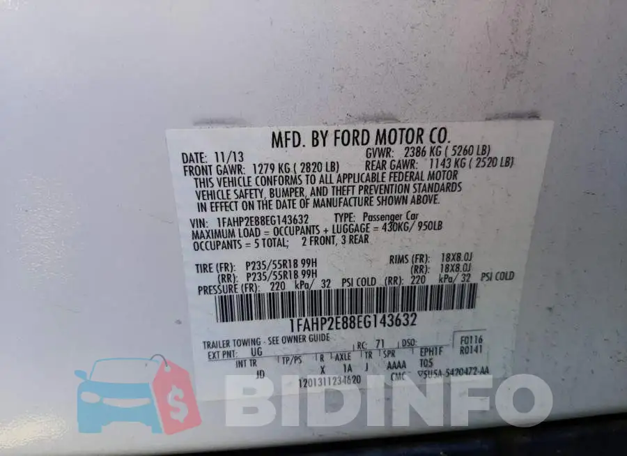 1FAHP2E88EG143632 Photo# 12
