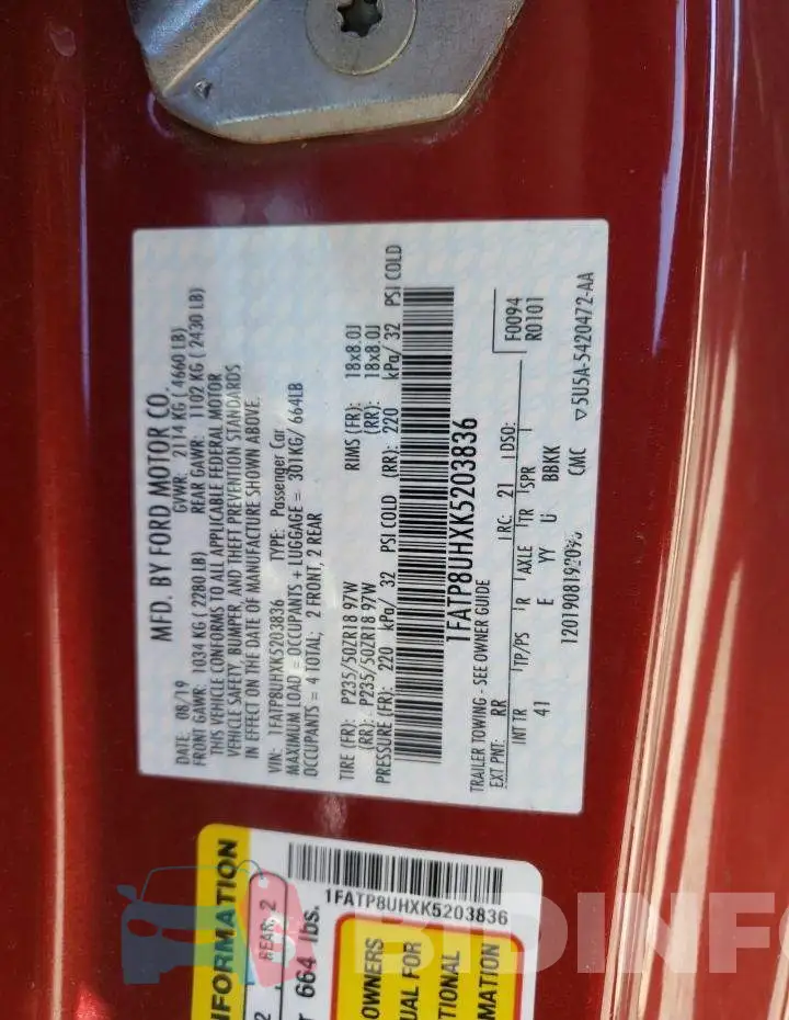 1FATP8UHXK5203836 Photo# 10