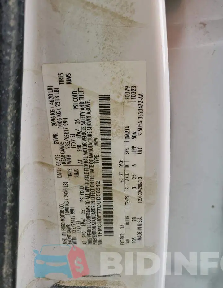 1FMCU0F77DUD56512 Photo# 14