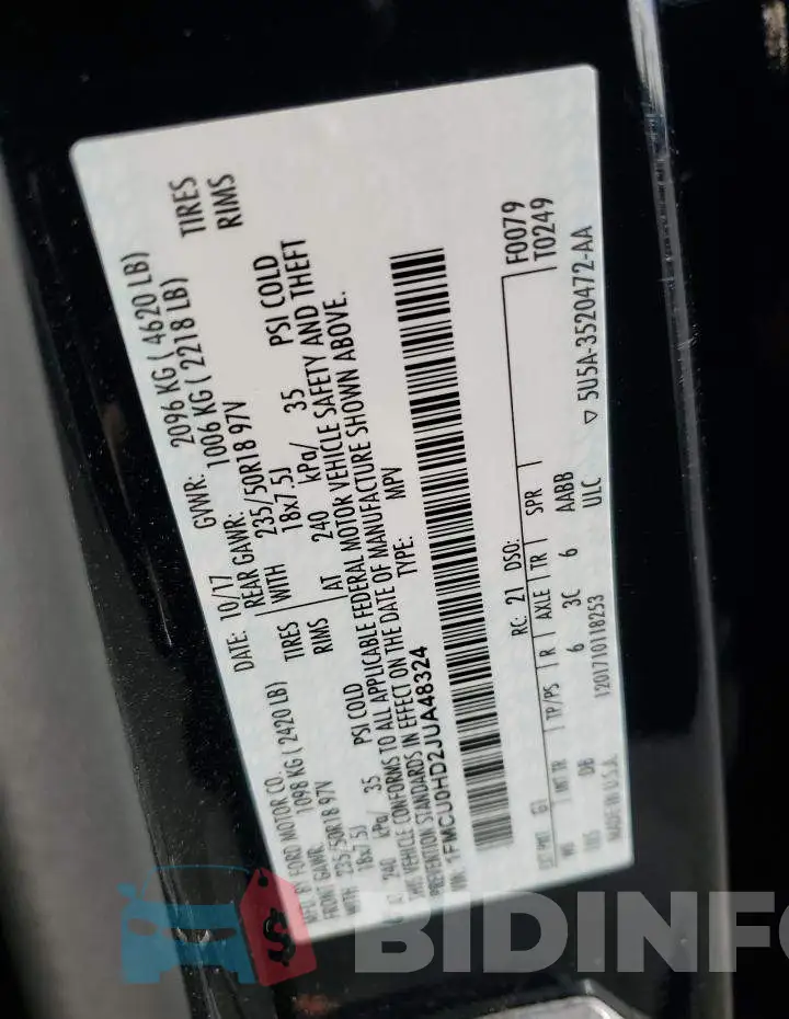 1FMCU0HD2JUA48324 Photo# 10