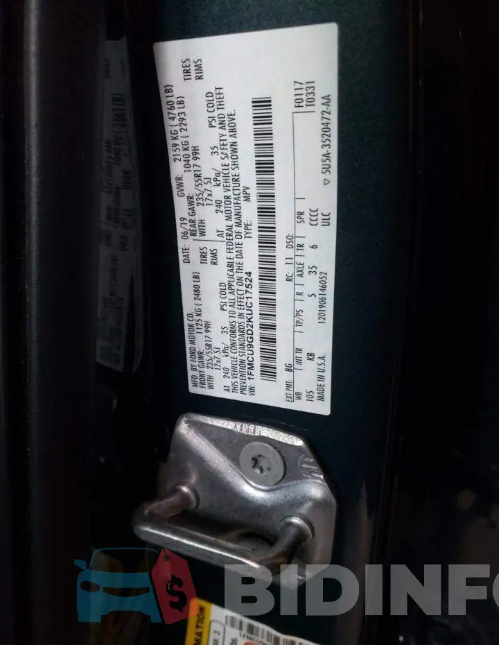 1FMCU9GD2KUC17524 Photo# 10