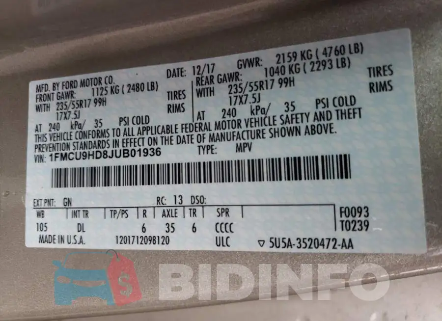 1FMCU9HD8JUB01936 Photo# 10