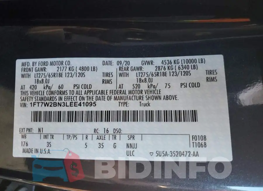 1FT7W2BN3LEE41095 Photo# 10
