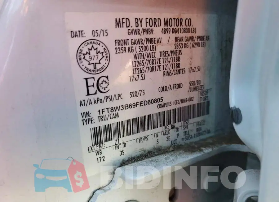 1FT8W3B69FED60805 Photo# 10