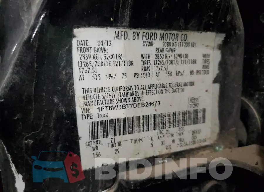 1FT8W3BT7DEB24673 Photo# 10